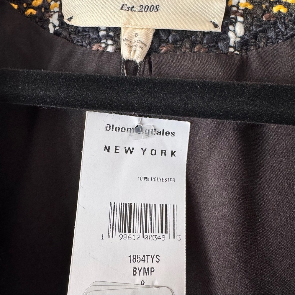 L’AGENCE Belmont Fringe Tweed Jacket Black Yellow Plaid Gold Buttons NWT Size 8 - Picture 4 of 16
